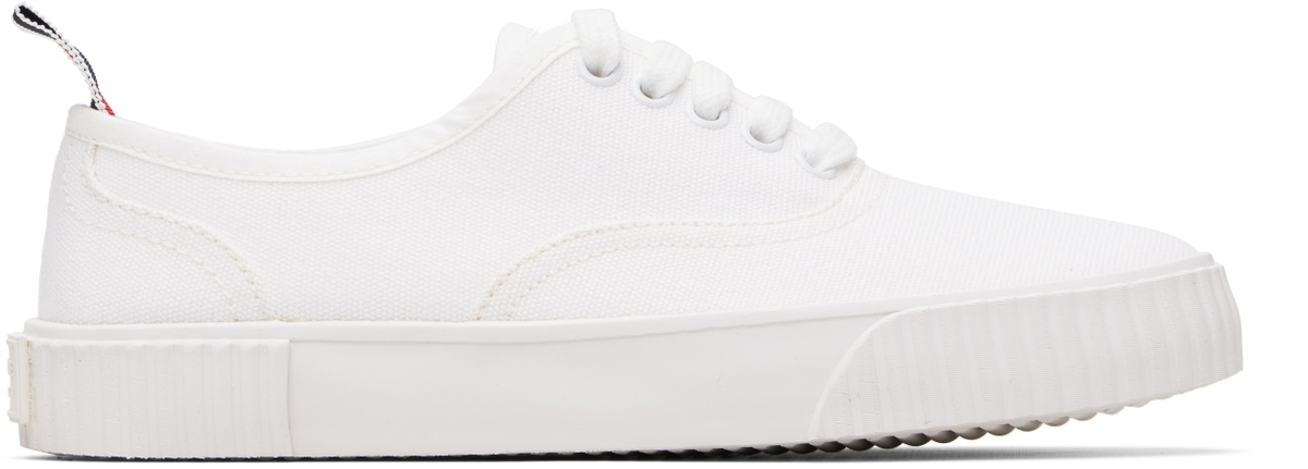Thom Browne White Canvas Heritage Sneakers