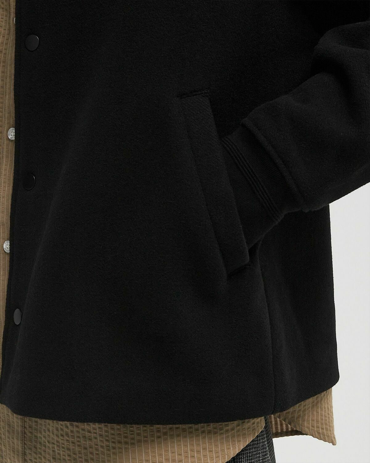ØLÅF WOOL VARSITY COACH JACKET Black Mens Overshirt
