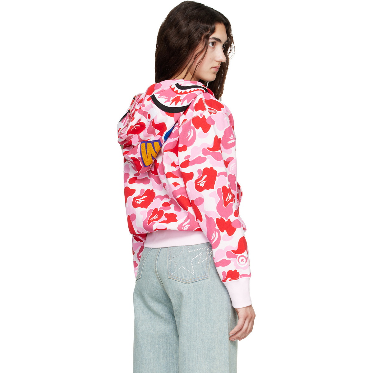 BAPE Pink ABC Camo Shark Full Zip Hoodie