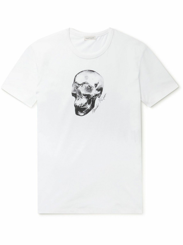 Photo: Alexander McQueen - Printed Cotton-Jersey T-Shirt - White