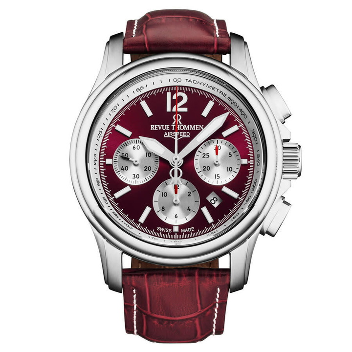 Photo: Revue Thommen Air Speed Chronograph Automatic Red Dial Mens Watch 16041.6336