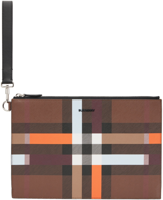 Photo: Burberry Brown Color Block Zip Pouch