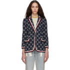 Gucci Blue GG Jacquard Blazer