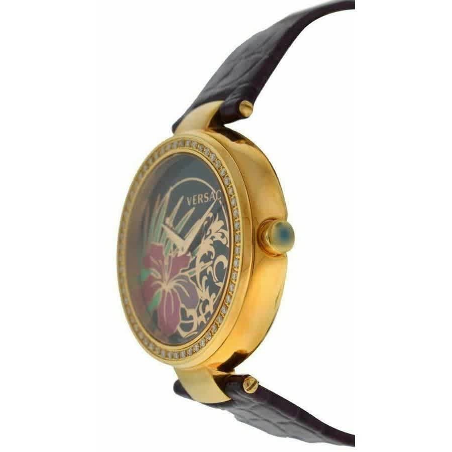Versace Mystique Hibiscus Quartz Diamond Black Dial Ladies Watch I9Q81D9HI S702