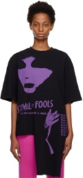 Raf Simons Black Oversized Festival Fools T-Shirt