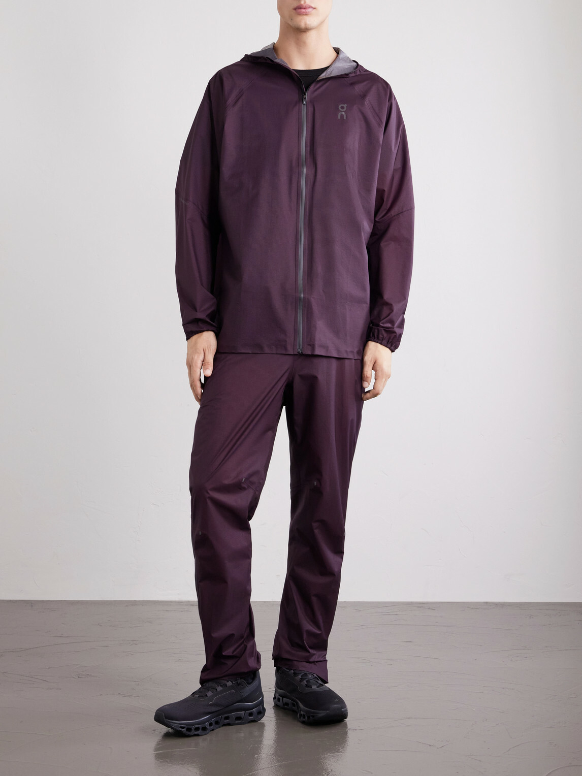 On - Logo-Print GuardTec™ Shell Hooded Jacket - Burgundy