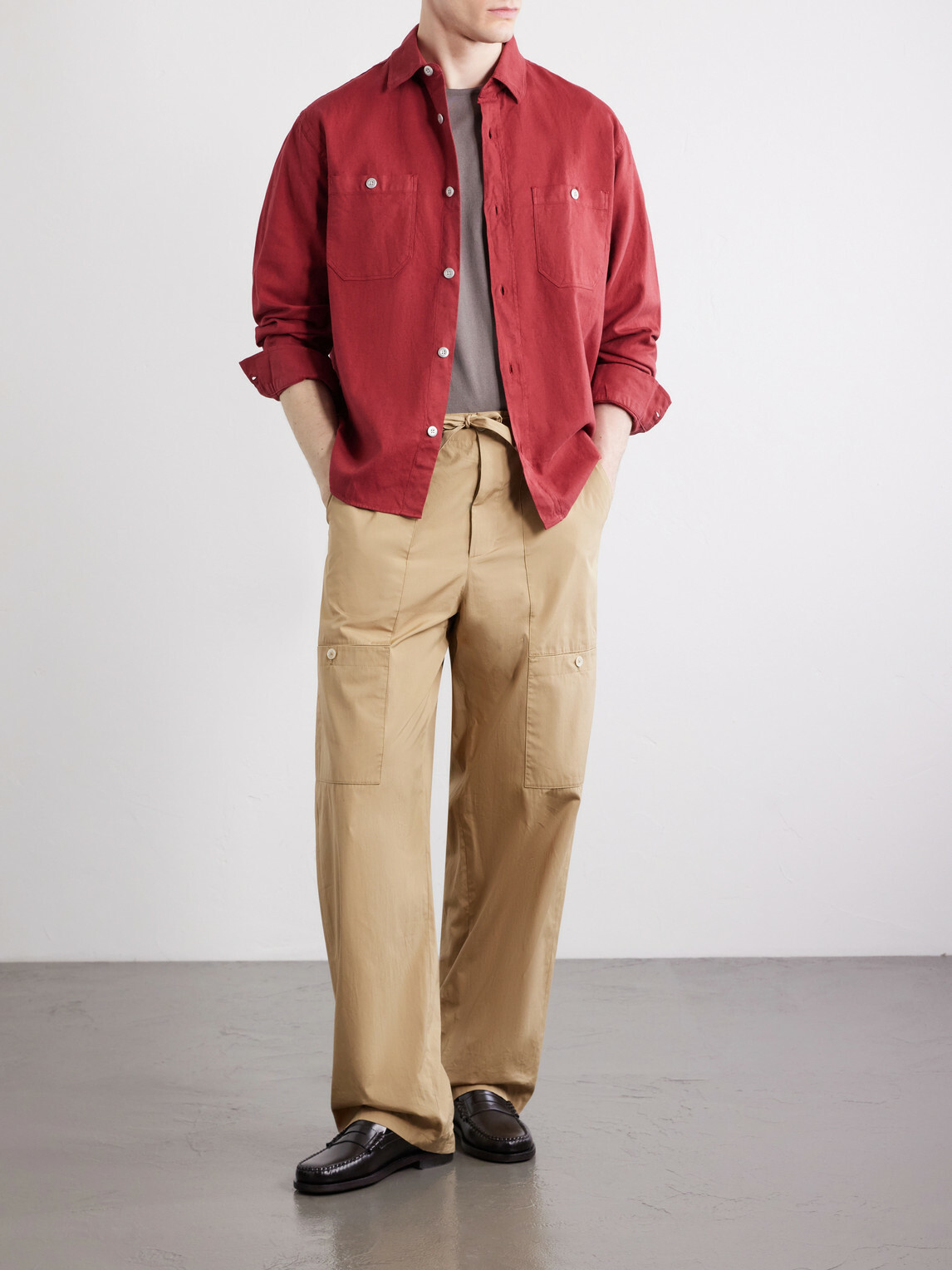 3sixteen - Cotton and Linen-Blend Overshirt - Red