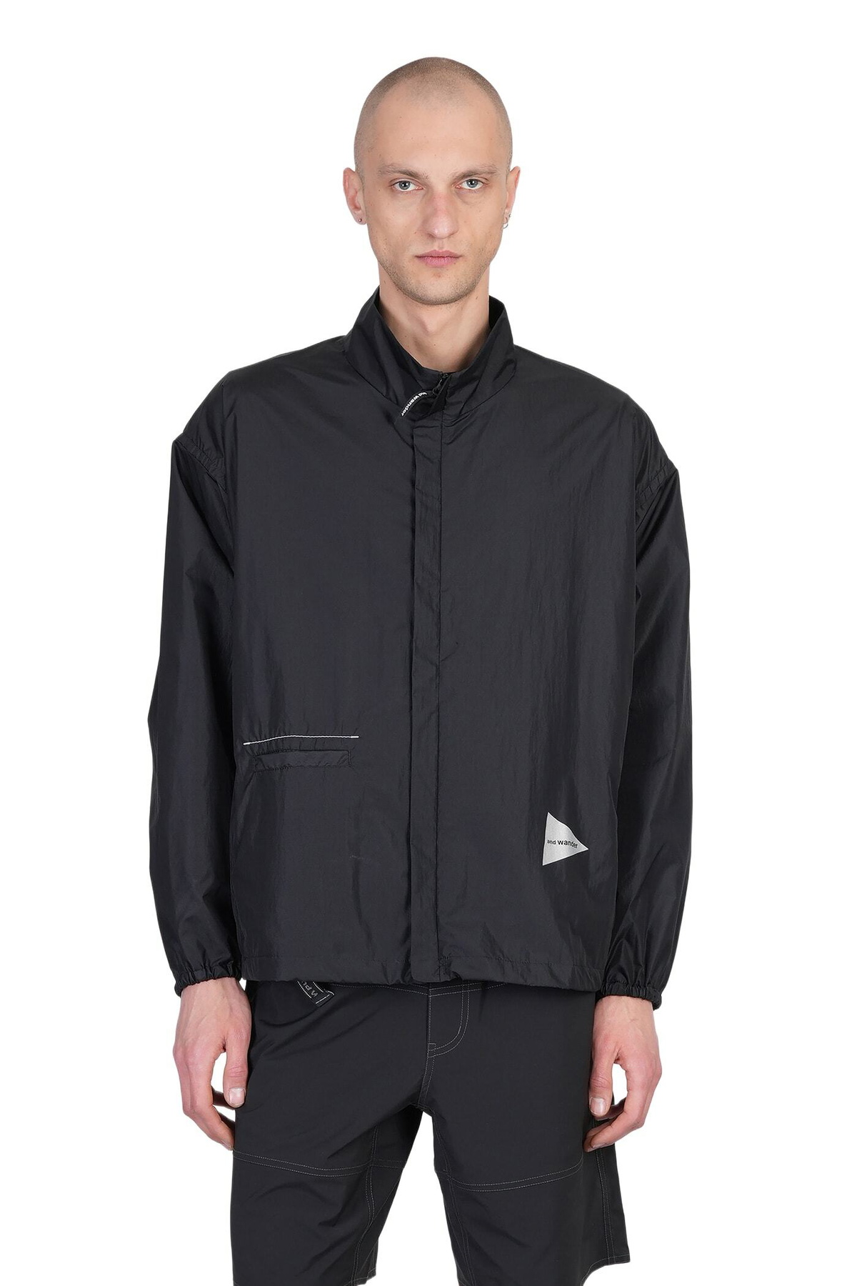 and wander Black & Gray Fleece Base Band Collar Shirt and Wander