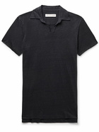 Orlebar Brown - Felix Slim-Fit Slub Linen-Jersey Polo Shirt - Black