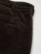 Beams Plus - Cropped Pleated Cotton-Corduroy Trousers - Brown