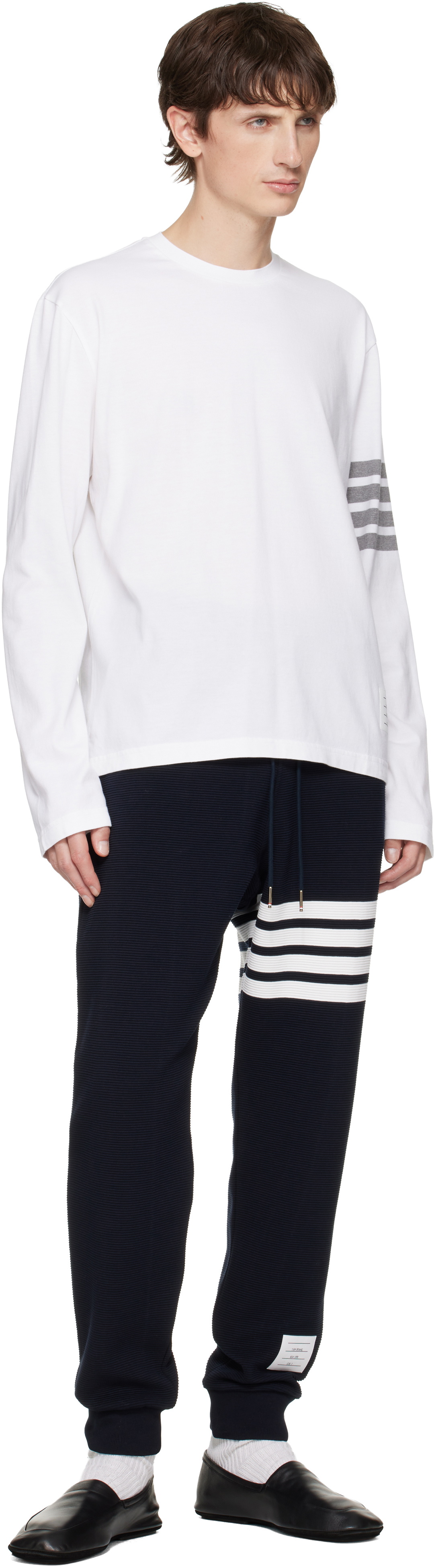Thom Browne Navy 4-Bar Ottoman Sweatpants