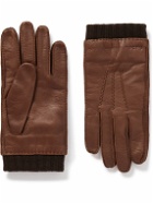 Paul Smith - Ribbed Wool-Blend Lined Leather Gloves - Brown