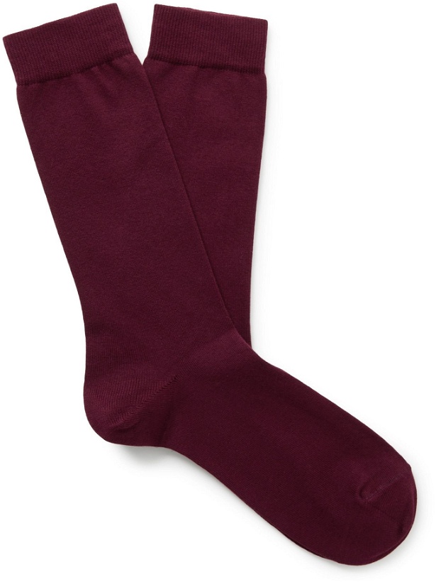 Photo: SUNSPEL - Stretch Cotton-Blend Socks - Burgundy
