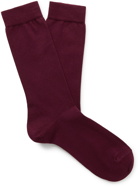 SUNSPEL - Stretch Cotton-Blend Socks - Burgundy