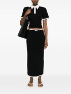 Rowen Rose Floral-Appliqué Maxi Skirt