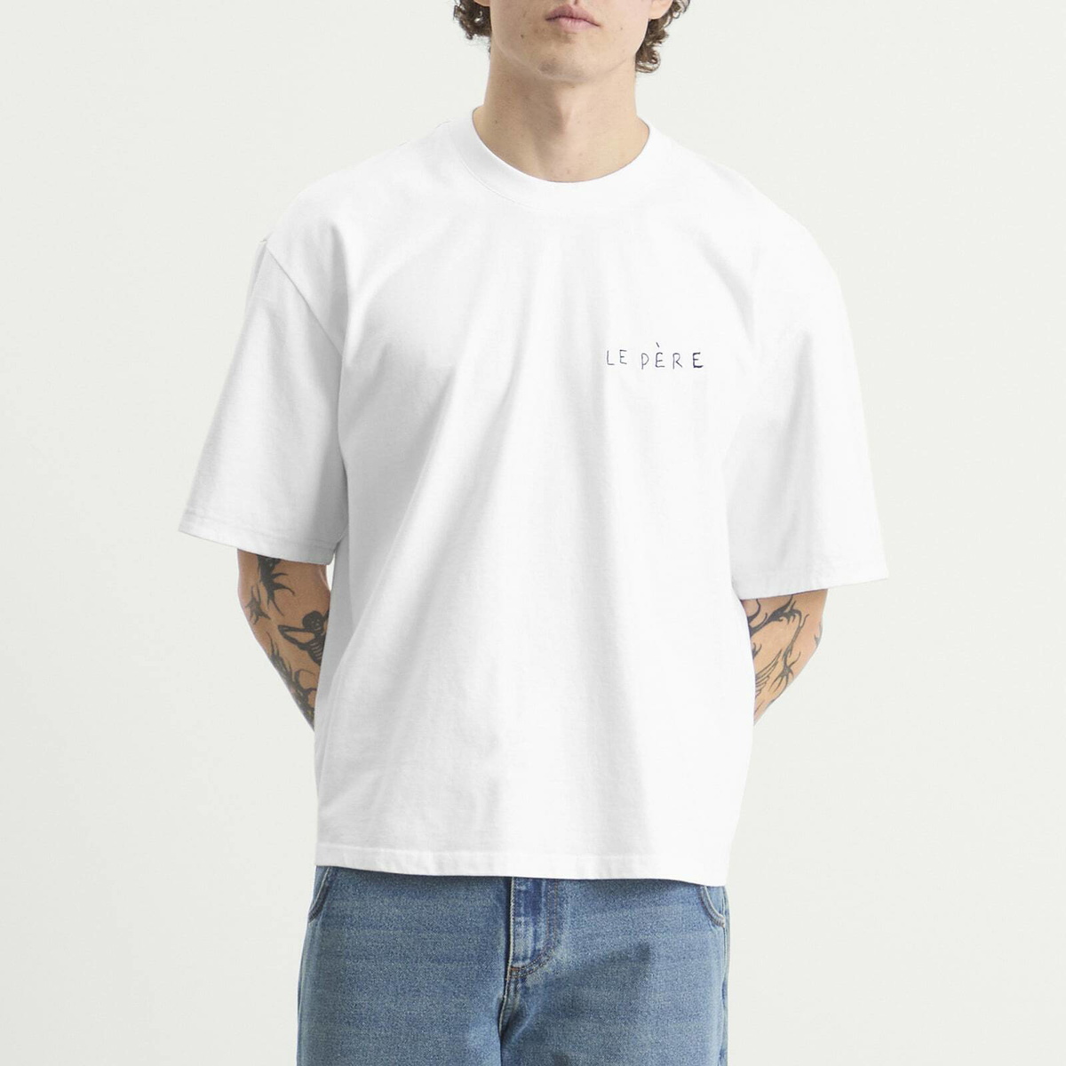 Le Père Men's Double Sleeve T-Shirt in White