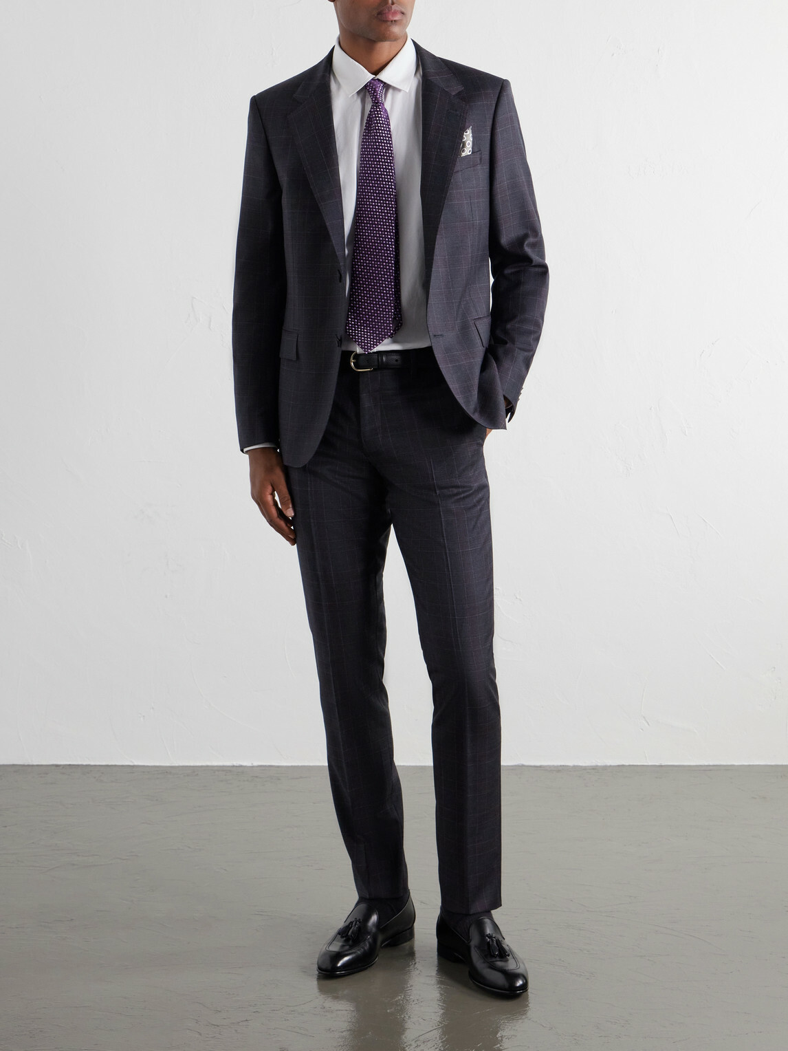 Mr P. - Checked Wool Suit Jacket - Gray