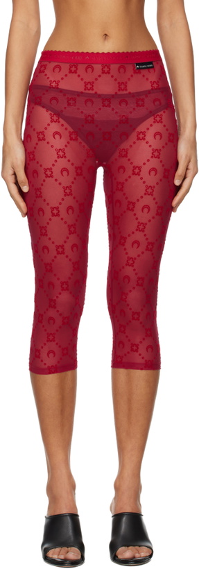 Photo: Marine Serre Red Moonogram Mesh Flock Capri Leggings