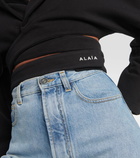 Alaïa Cropped cotton jersey hoodie