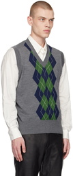 AMI Paris Gray Argyle Vest