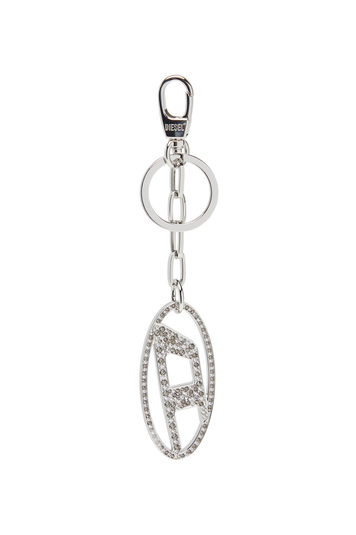 【DIESEL】 l Oval D keyring with crystals Diesel Metal Oval D keyring with crystals - Bijoux and