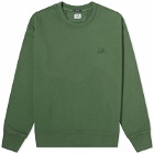 C.P. Company Men's Cotton Diagonal Fleece Logo Sweatshirt in Duck Green