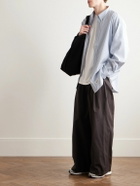 WTAPS - Button-Down Collar Logo-Appliquéd Striped COOLMAX® Broadcloth Shirt - Blue