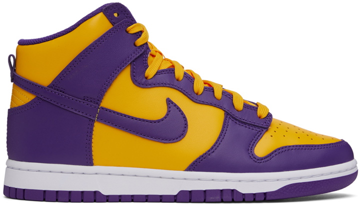 Photo: Nike Purple & Yellow Dunk Retro High Sneakers