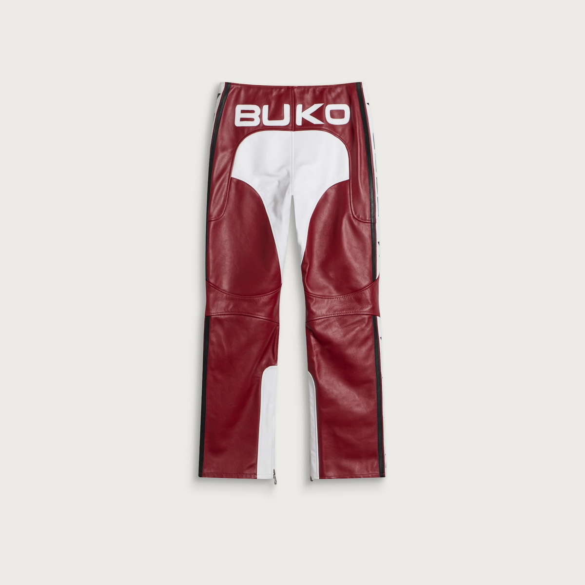 END. x Cole Buxton Men's Leather Trials Pants in Red/White