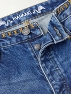 MANAAKI - Tukutuku Straight-Leg Embroidered Organic Jeans - Blue