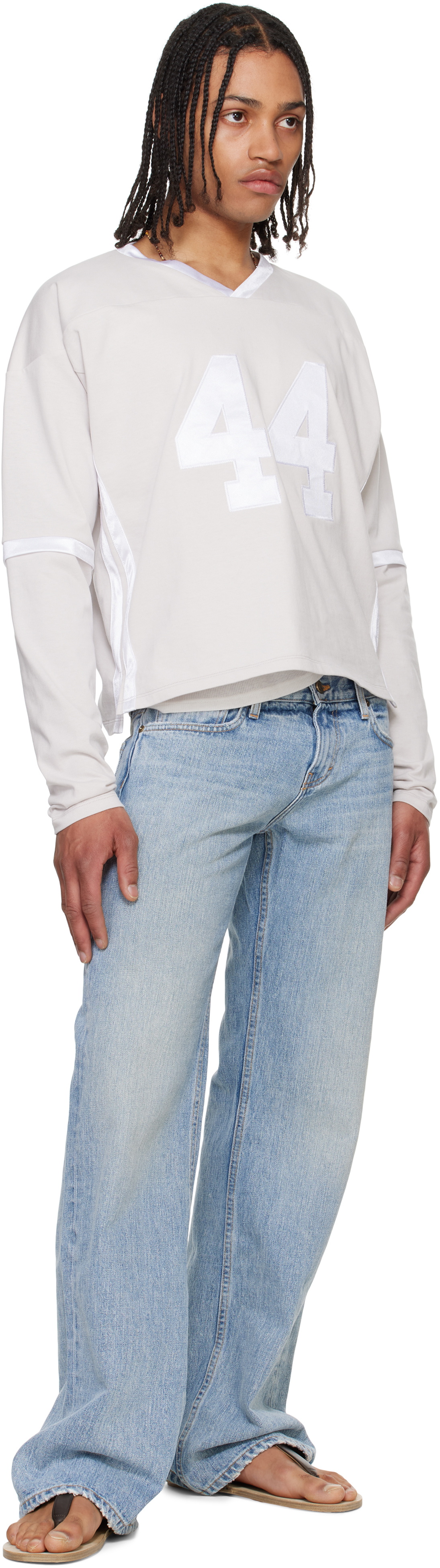 Raimundo Langlois Gray & White Layered V-Neck T-shirt