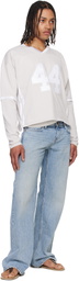 Raimundo Langlois Gray & White Layered V-Neck T-shirt