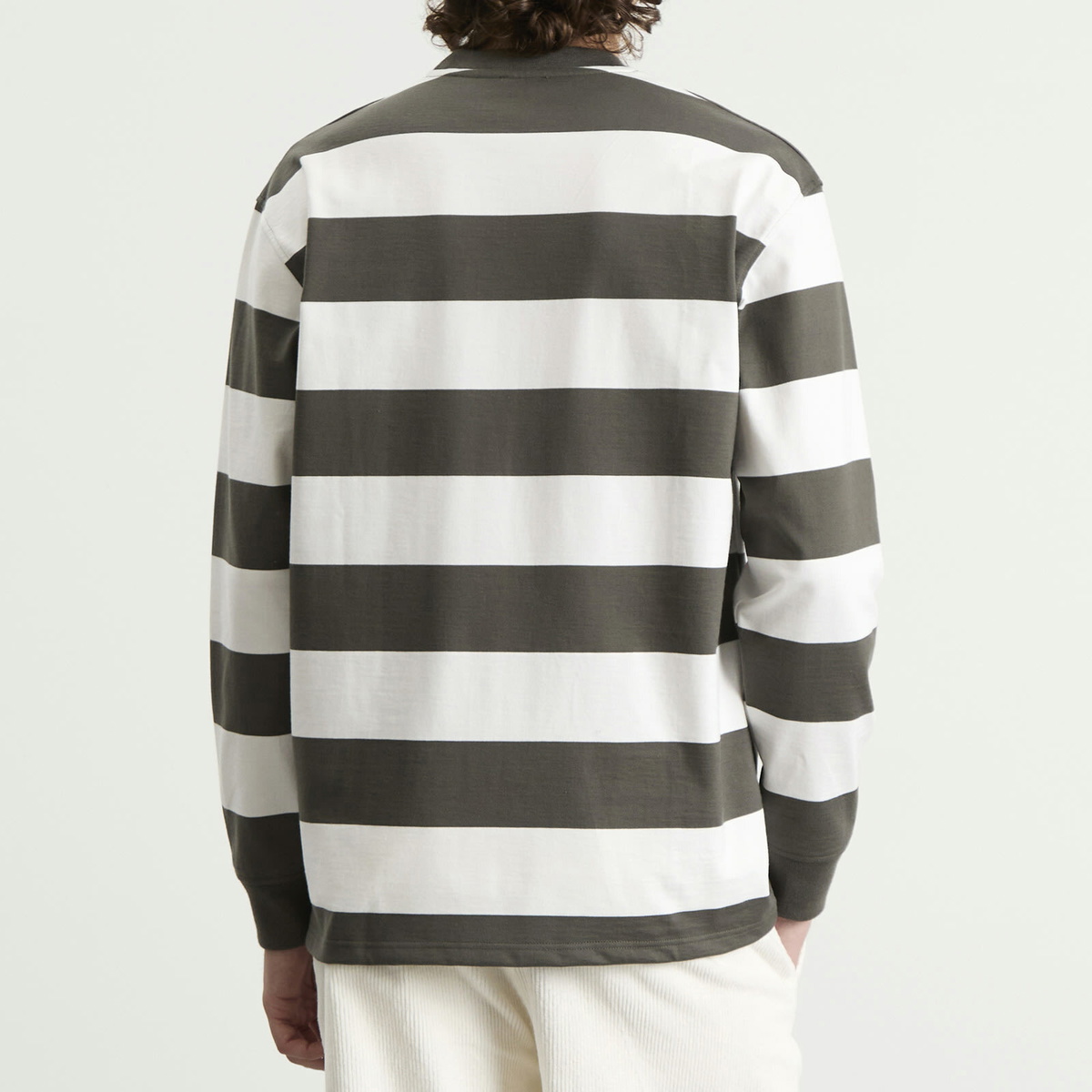 Armor-Lux Men's Long Sleeve Wide Stripe T-Shirt in Chimera/Milk