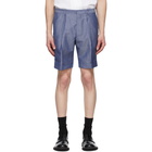 Z Zegna Blue Linen Summer Shorts