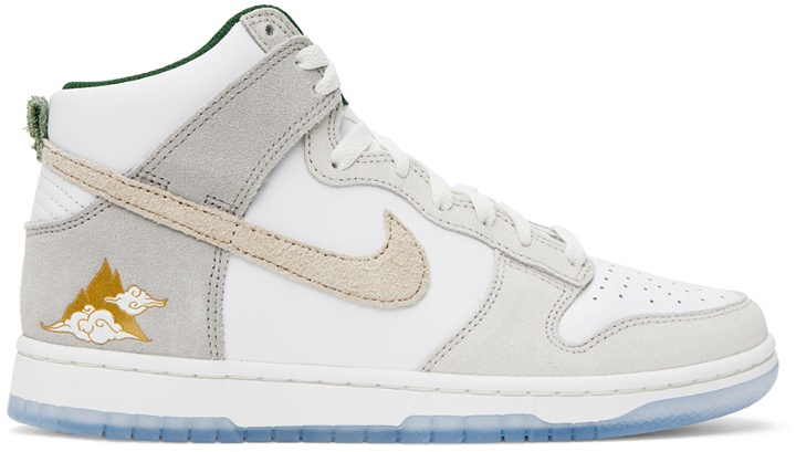 Photo: Nike White & Taupe Dunk High Gold Mountain Sneakers