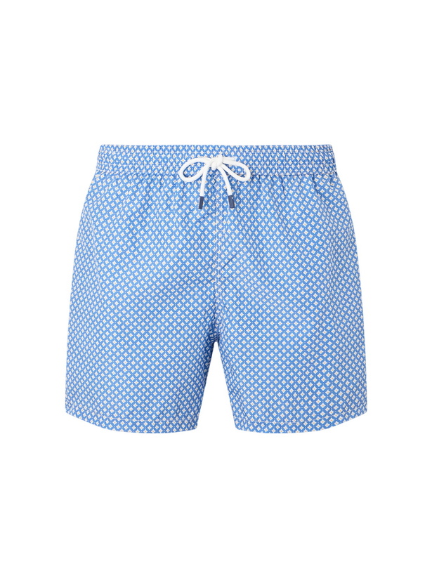 Photo: FEDELI - Madeira Straight-Leg Mid-Length Printed Swim Shorts - Blue