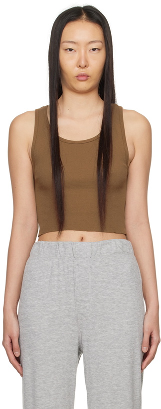 Photo: ÉTERNE Brown Cropped Tank Top