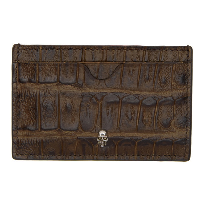 Photo: Alexander McQueen Brown Croc Skull Card Holder