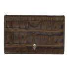 Alexander McQueen Brown Croc Skull Card Holder