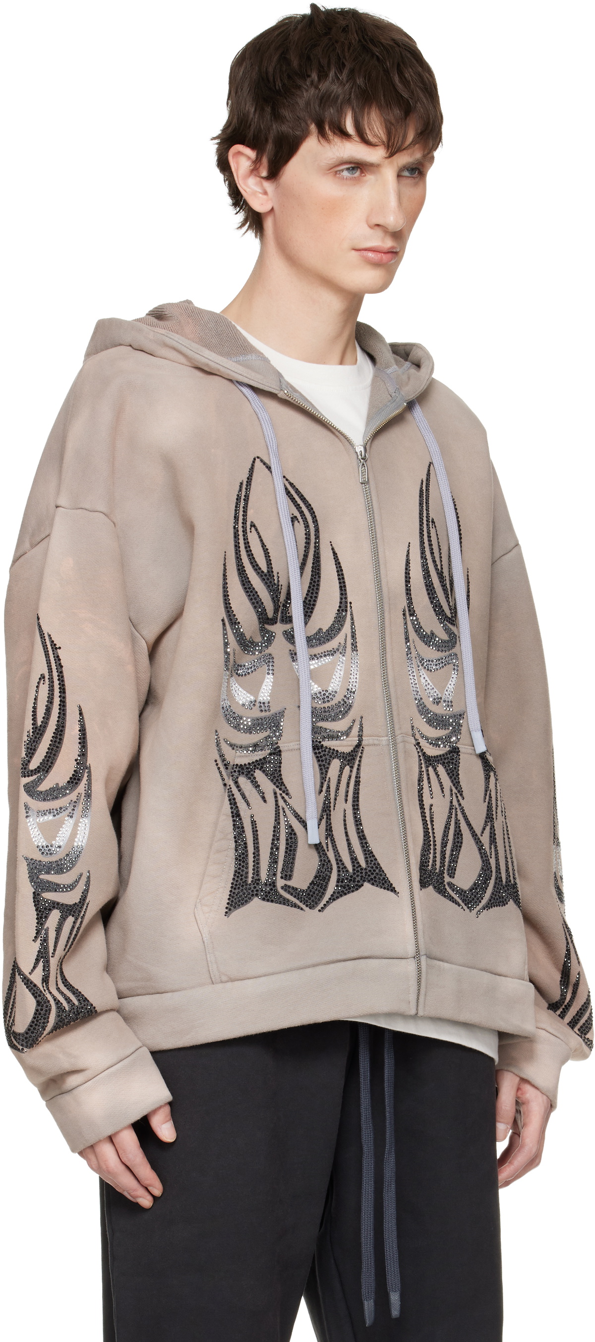 Who Decides War Taupe Winged Zip Up Hoodie