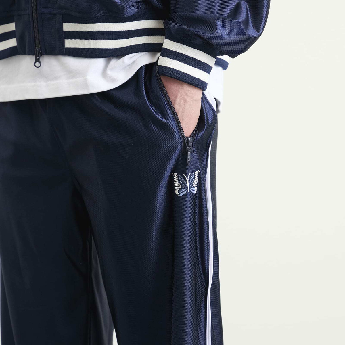 Needles Men's Sateen Track Pants in Navy