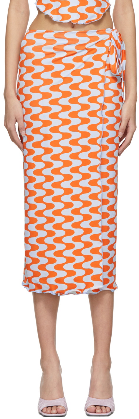 FENSI SSENSE Exclusive Orange & Blue 'Waves' Skirt