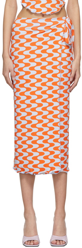 Photo: FENSI SSENSE Exclusive Orange & Blue 'Waves' Skirt