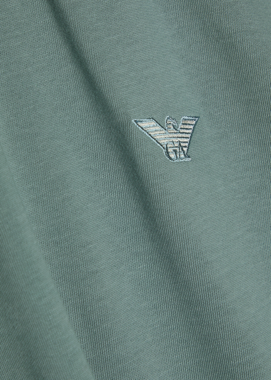 Emporio Armani Logo-embroidered Cotton T-shirt Blue