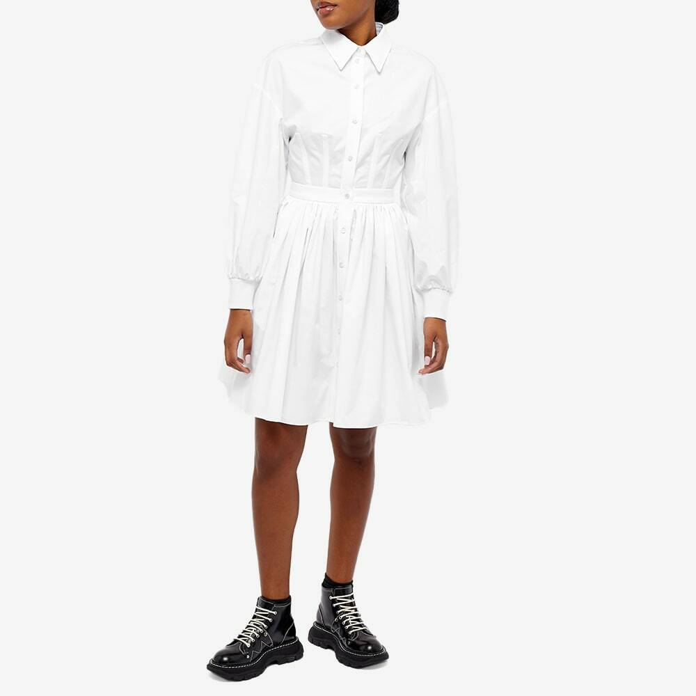 Alexander McQueen Women's Long Sleeve Shirt Dress in Optical White Alexander McQueen Alexander McQueen Women's Long Sleeve Shirt Dress in Optical White Alexander McQueen