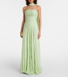Marmar Halim Pleated scarf-detail silk georgette gown