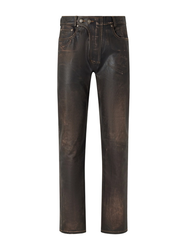Photo: 424 - Moto Straight-Leg Leather Trousers - Brown