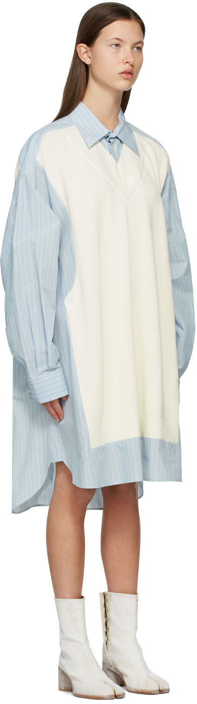 Off-White striped cotton-poplin shirtdress - Blue