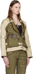 Isabel Marant Khaki & Beige Julissa Bomber Jacket