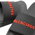 Balenciaga Men's Logo Pool Slide in Black/Red